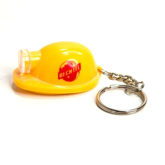 Bechtel Yellow Hard Hat Keychain With Flashlight